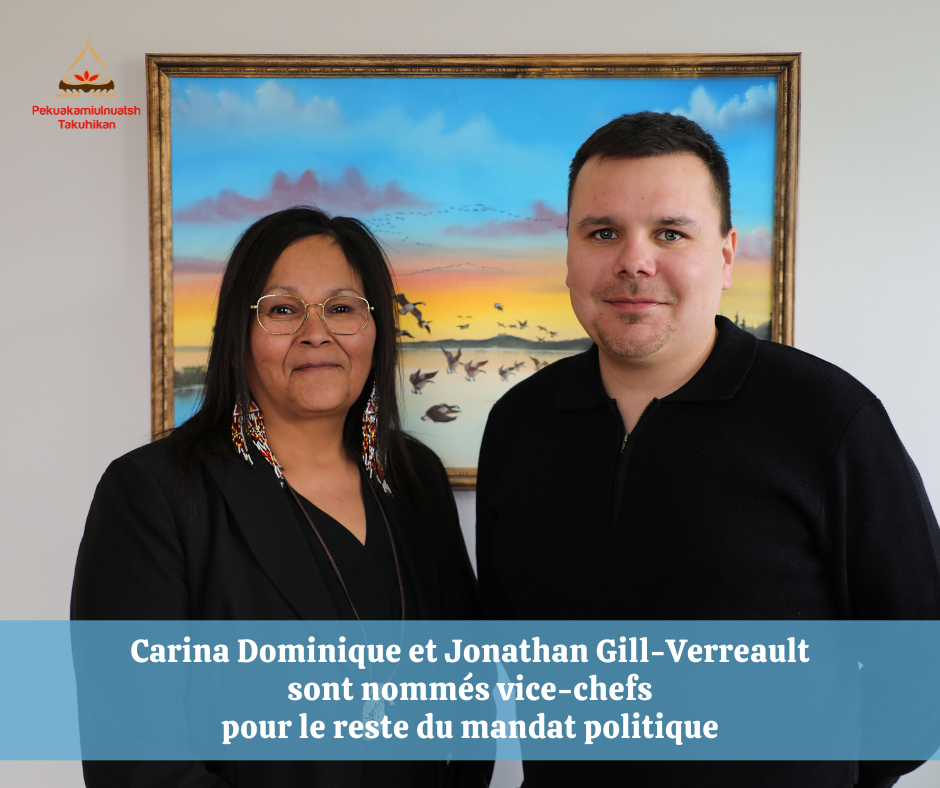 Carina Dominique et Jonathan Gill Verreault sont nomms vice chefs pour le reste du mandat politique