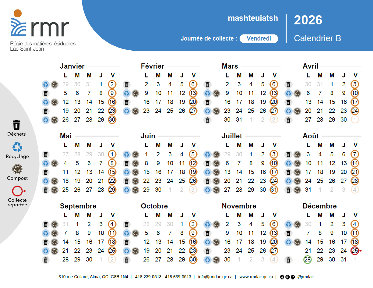 Calendrier des collectes