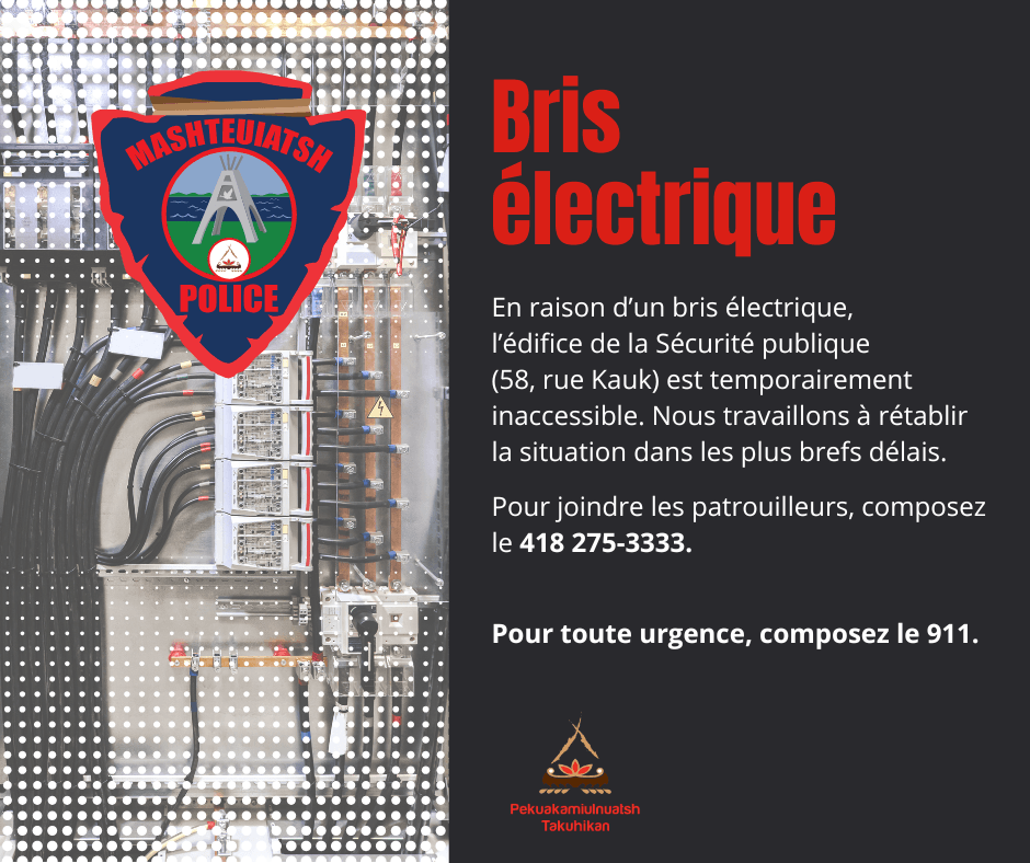 Bris électrique au poste de la Sécurité publique
