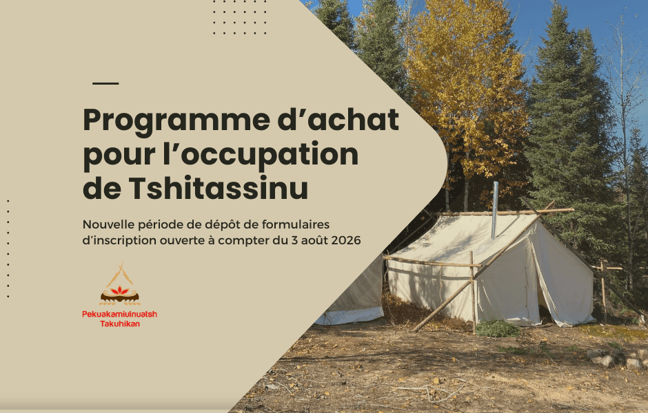 Programme d’achat pour l’occupation de Tshitassinu 2026-2027